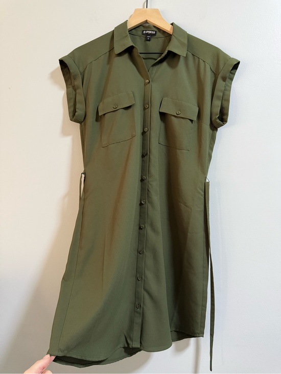 Express Dresses & Skirts - Express Olive Utility Shirt Dress